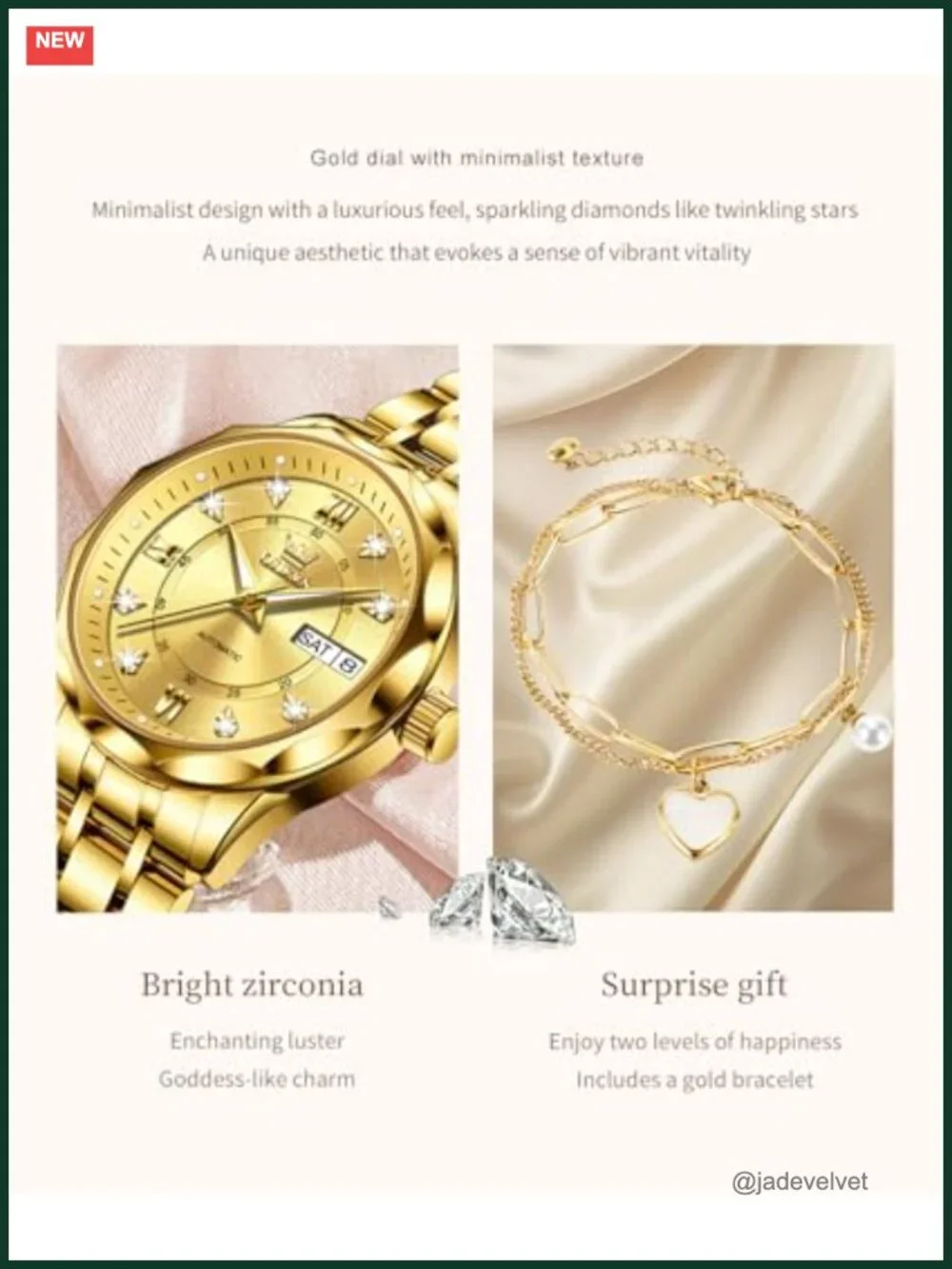 OLEVS Women's Automatic Mechanical Watch Diamond Accent Two Tone Wristwatch